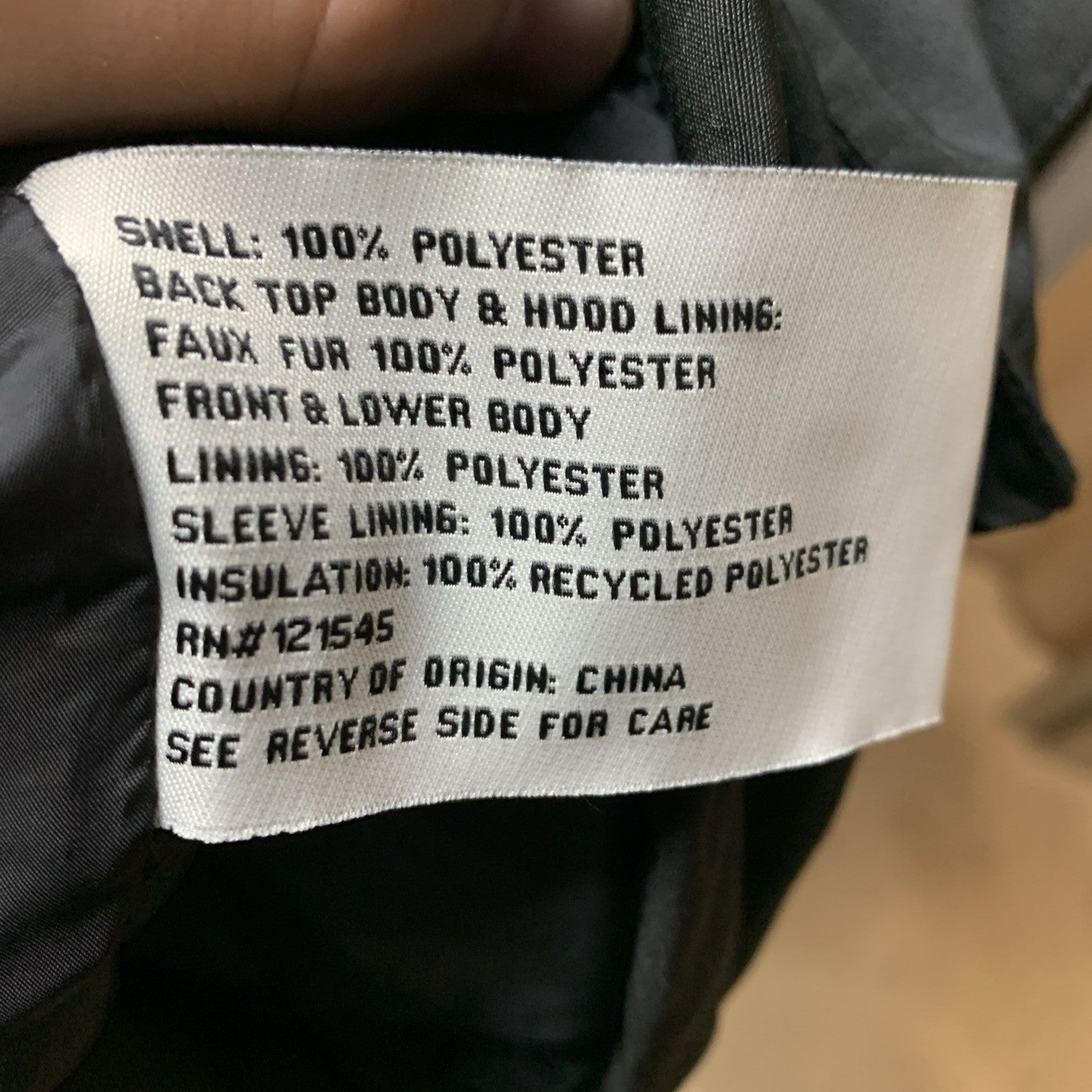 London Fog Faux Fur Winter Coat H70081 XL Black Long Sleeve Hooded with Pockets