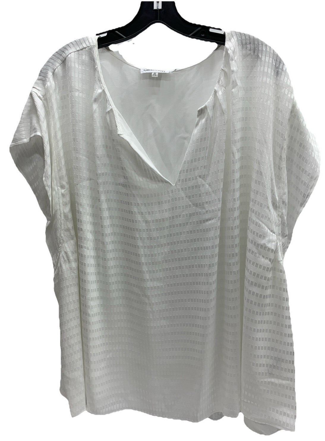 Calvin Klein Women's Short Sleeve Jaquard V-nevk Top White W4DAQ679 Size 3X