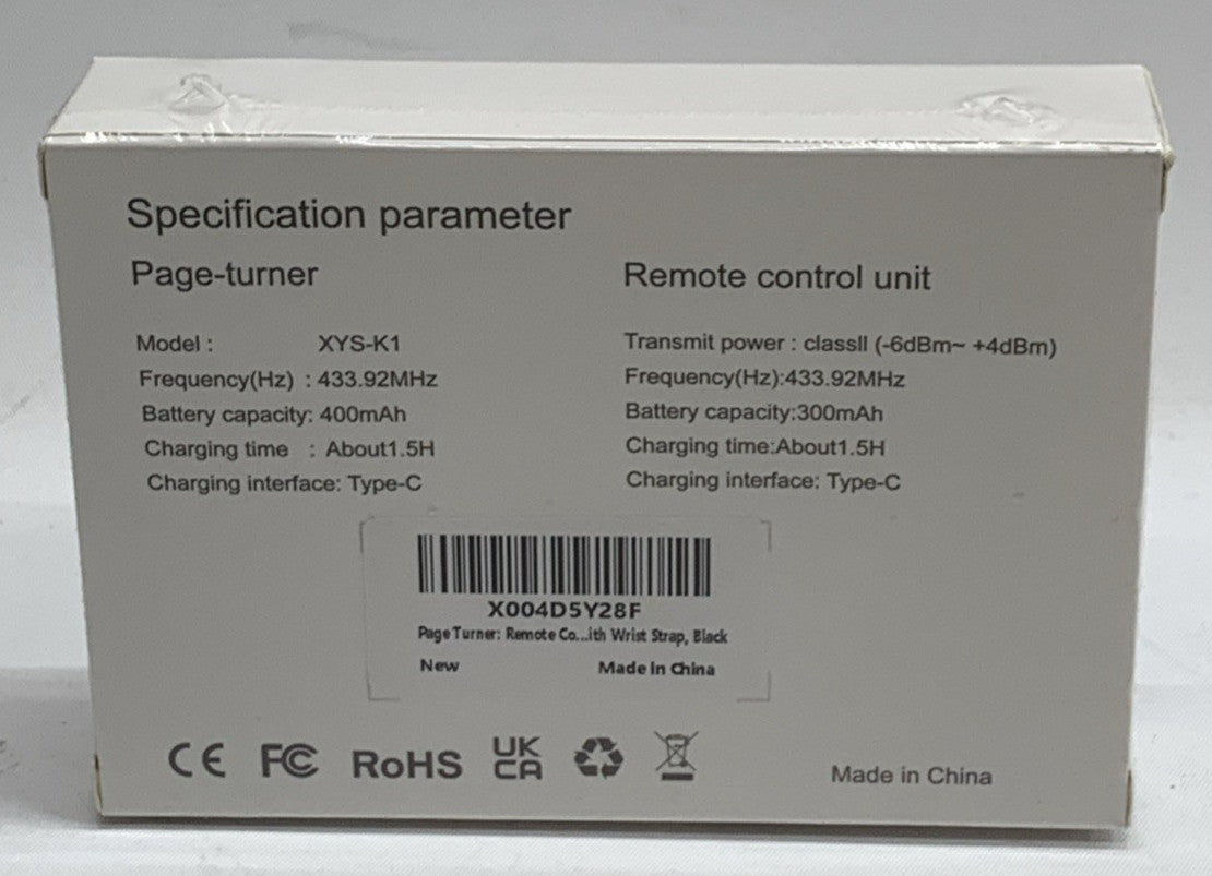 Page Turner Remote Control XYS-K1 433.92MHz for eReaders, Tablets, iPhone, iPad