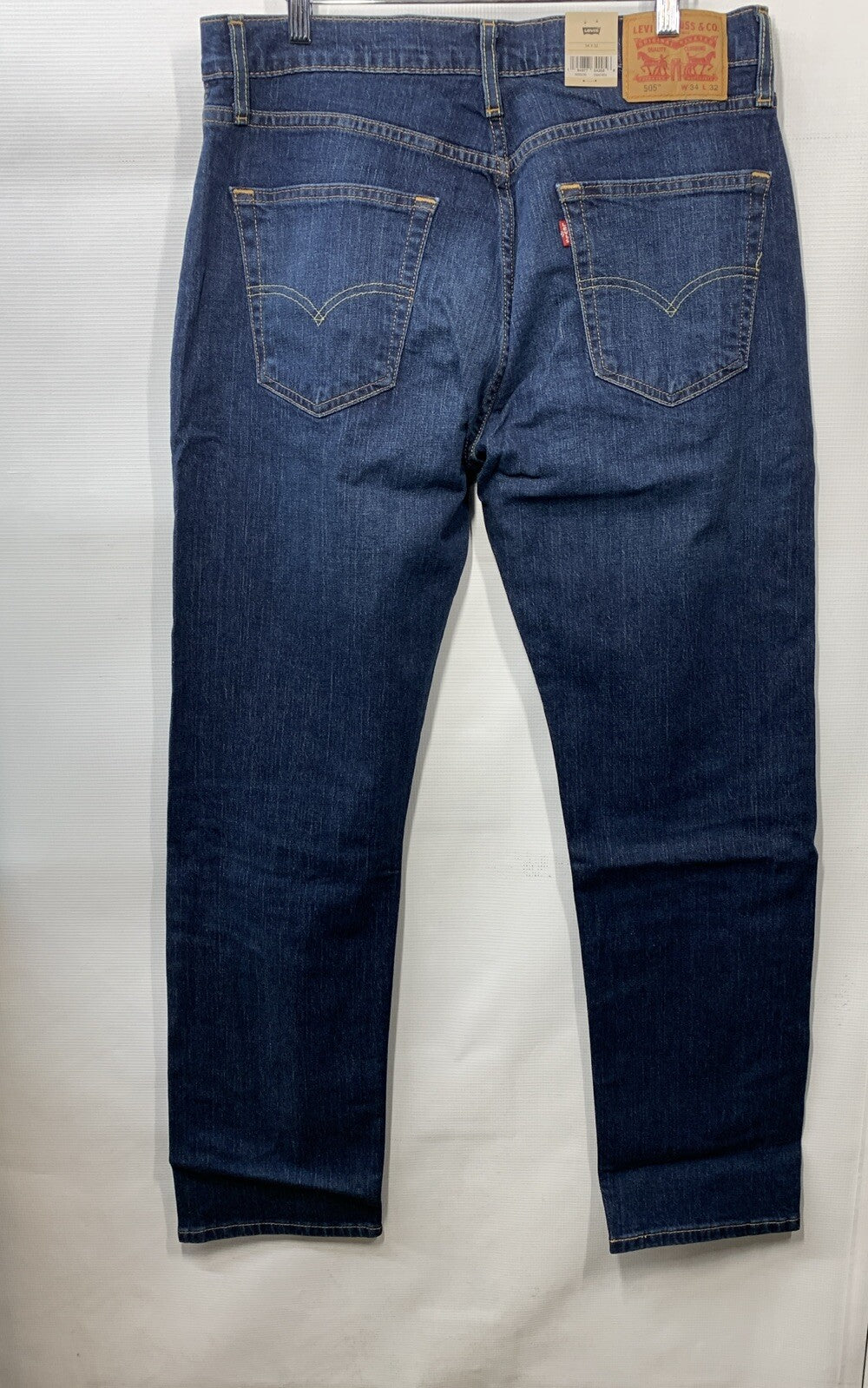 Jeans Men's 34X32 Regular Fit Nail Loop Knot Dark Indigo Wash Denim Long Pants