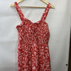 GRACE KARIN Women's Summer Floral Boho Dress Square Neck Strapped Swing Red (L)