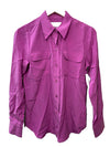 Equipment Women's Slim Signature Long Sleeve Top in Willowherb Size S Collared