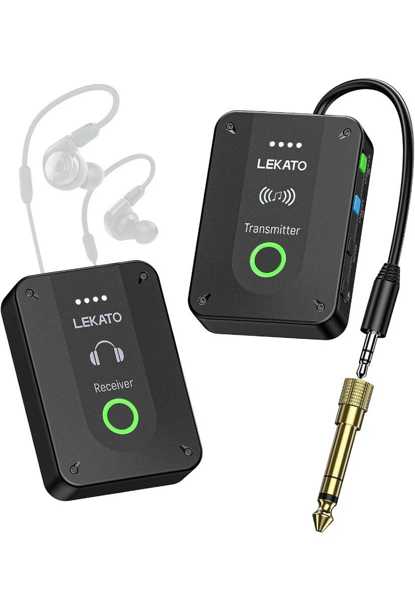 LEKATO Wireless in Ear Monitor System MS-2, Upgraded 2.4G Stereo IEM Black
