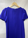 DKNY Shift Midi Dress Ruffle Short Flutter Sleeve Royal Blue SZ 2 Flowy DD1A759A