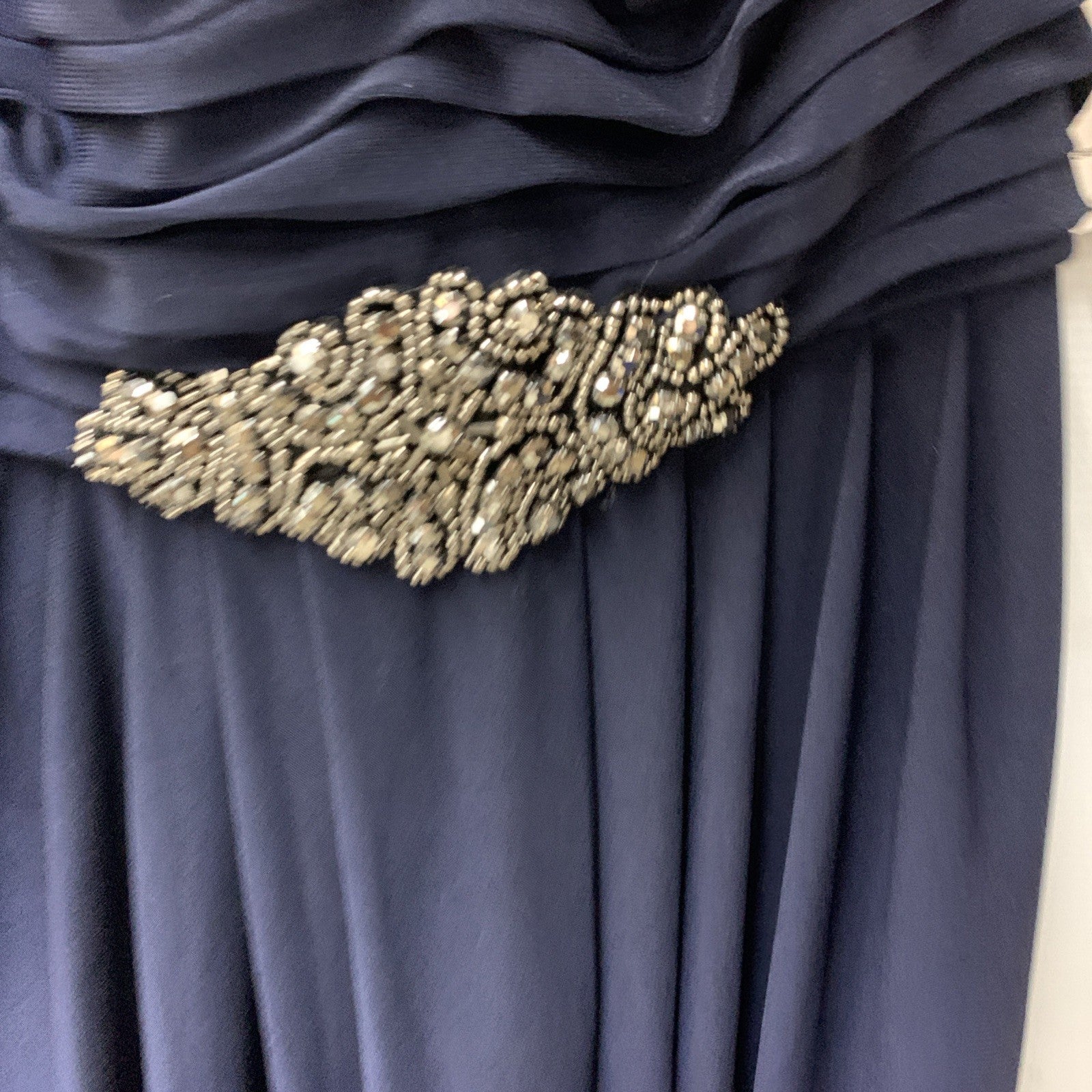 Alex Evenings Womens Long Cowl Neckline Mother of The Bride Dress Navy Size 16p