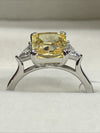 Radiant Cut Yellow Sterling Silver .925 CZ 3 Stone Engagement Ring Size 8.5