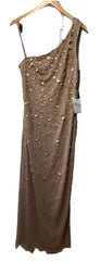Adrianna Papell Womens One Shoulder Beaded Dress Party Cocktail Size 14 Stone