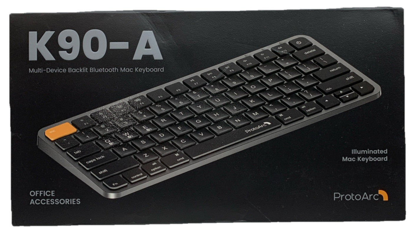 ProtoArc Backlit Compact Wireless Keyboard for Mac, K90-A Bluetooth Keyboard, Mu