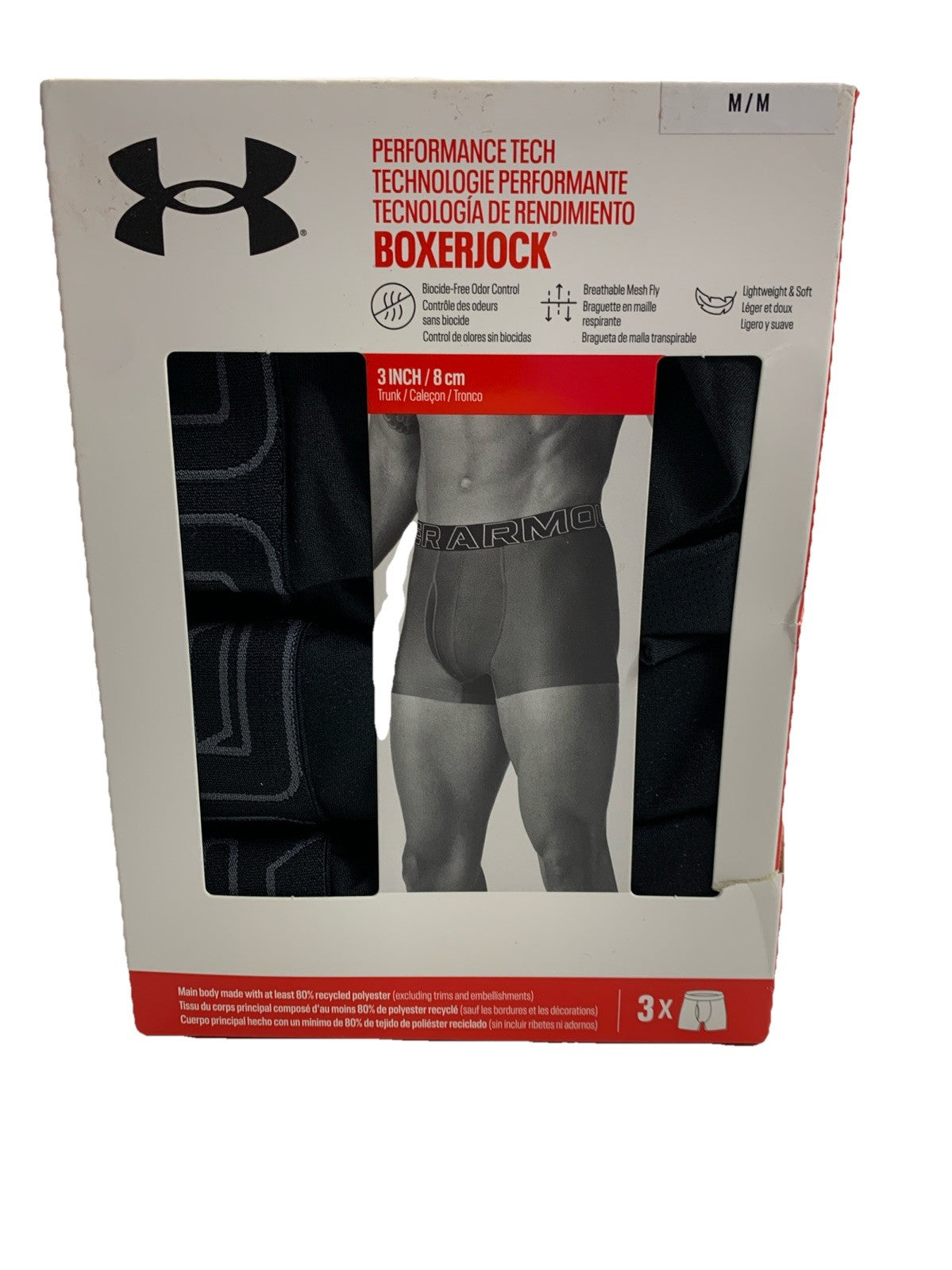 Under Armour Performance Tech Boxerjock Boxer Brief Underwear Size Medium 3 Pack