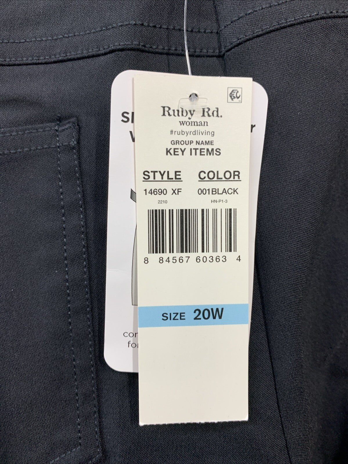 Ruby Rd Pull On Stretch Pants M Black Slimming Contour Waistband Pants Size 20W