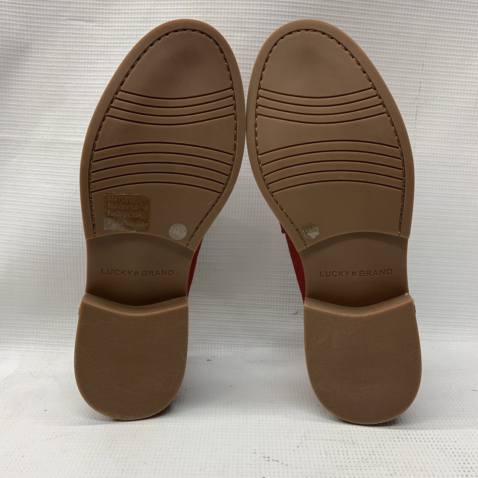 Lucky Brand Bossa Nova Red Calf Hair Size 7.5M Slip-on Loafer Shoes LK-SALIMA2