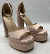 Vivianly Womens Platform Ankle Strap Open Toe Chunky Block High Heels Nude Sz 9