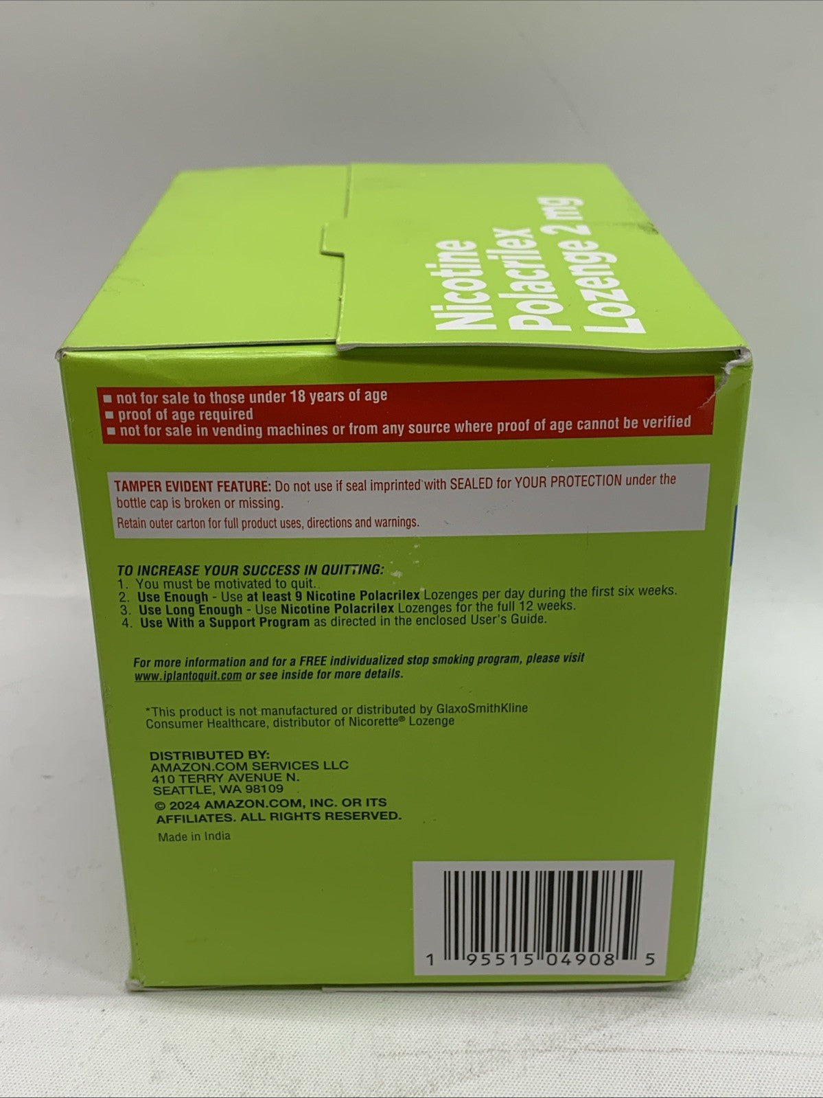 Amazon Basic Care Nicotine Polacrilex 144 Lozenge 2mg each Stop Smoking Exp05/26