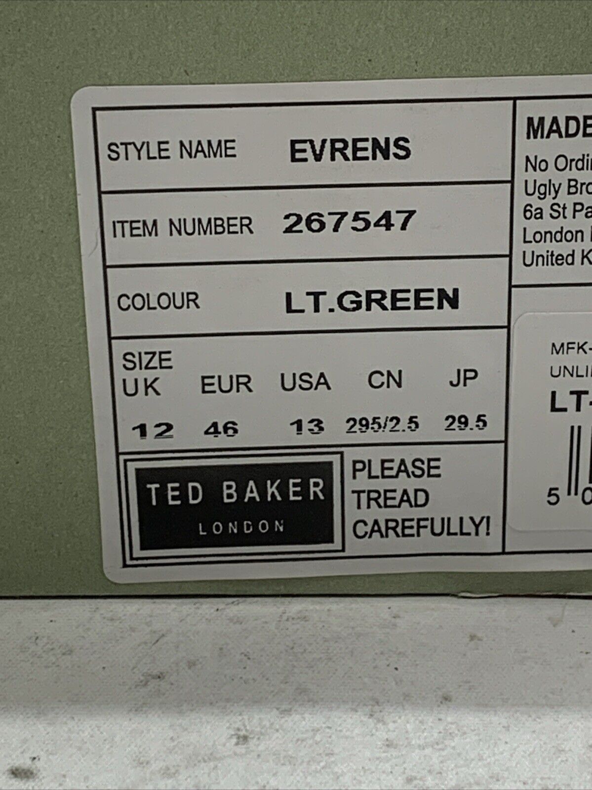 Ted Baker Men's EVRENS Unlined Sneaker LT-Green MFK-EVRENS Size 13 US Shoes