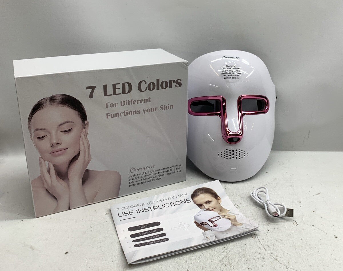 Livermoor 7 LED Face Mask Optical Whitening Anti-Aging Light Therapy Skin Care