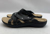 Women's Clarks Laurieann Bali Sandals Black Leather Size 9 Open Toe Slip-on