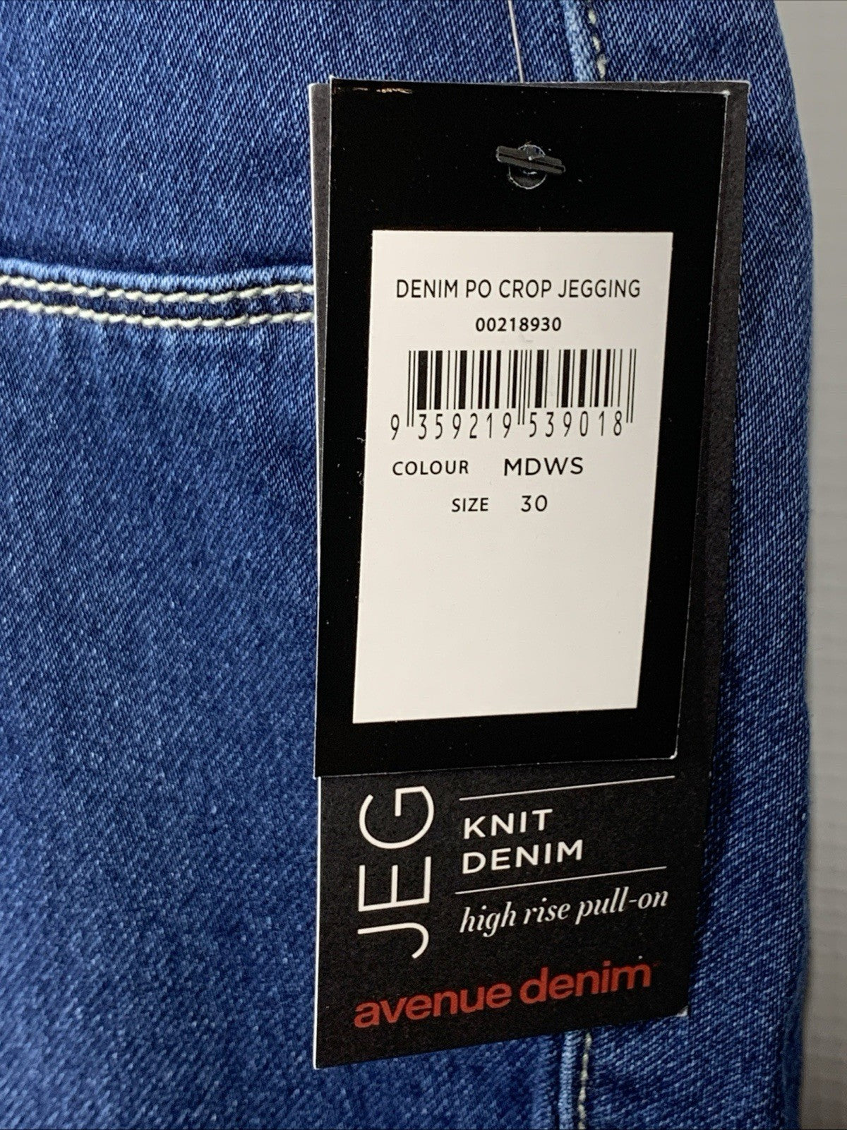 Avenue Size 30 Jeans Denim Skinny Stretch Pull On High Rise Jegging Med Wash