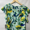 Nine West Women's Flutter Sleeve Swing Dress Size 10 Green Floral Round Neck