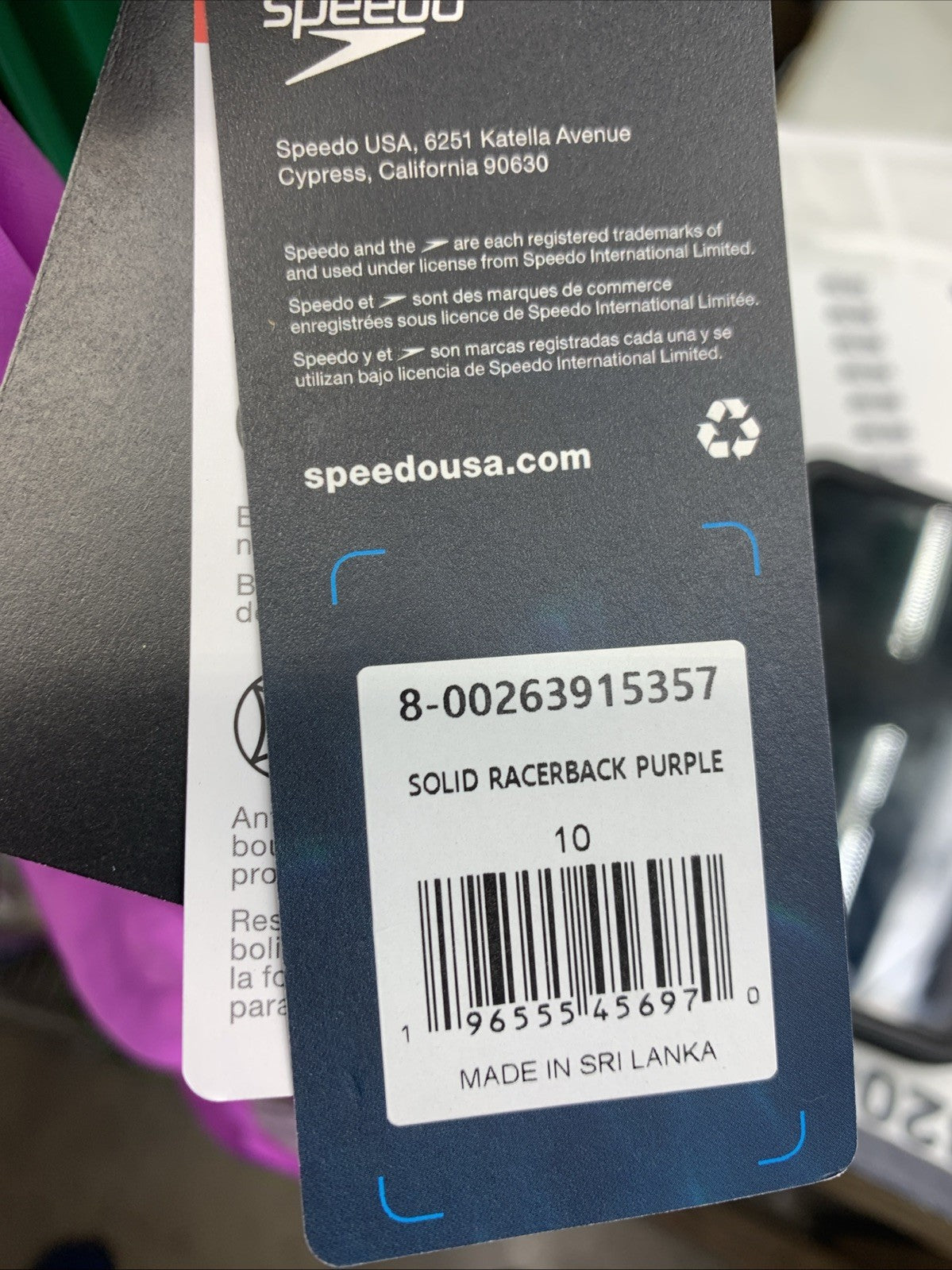 Speedo Solid Racerback One Piece Swimsuit Girls Size 10 Purple Swimwear Pull On