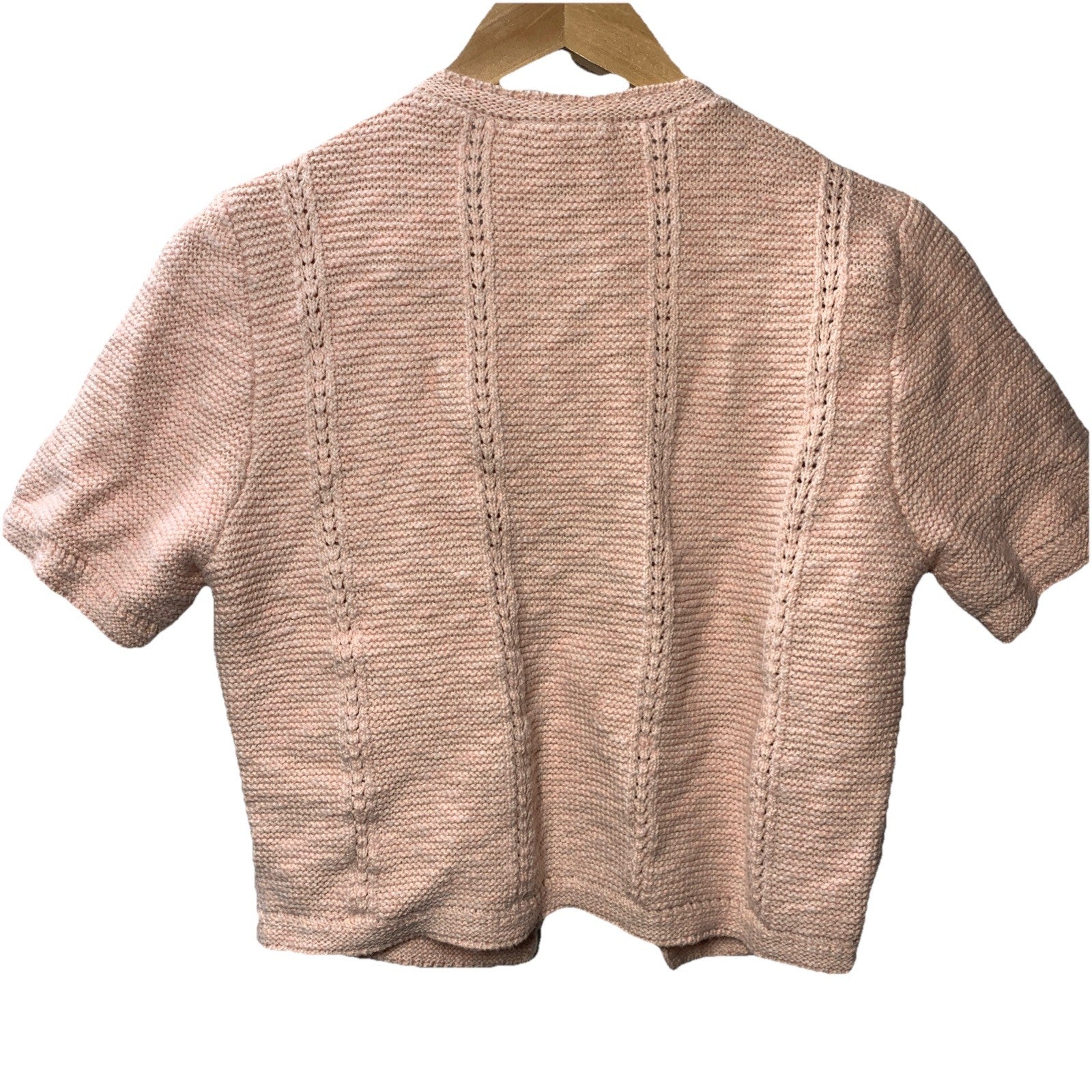 Sam Edelman Women's Colleen Novelty-Stitch Sweater Short Sleeve Cardigan Size XS