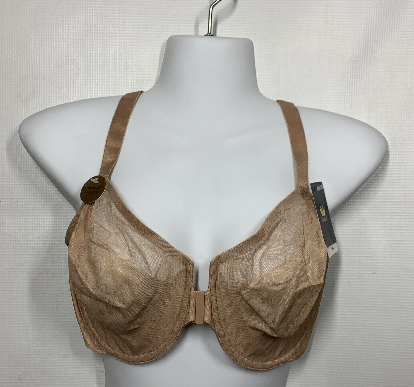 Women's 855436 Elevated Front Close Underwire Bra Ran Size 34G Racerback Beige