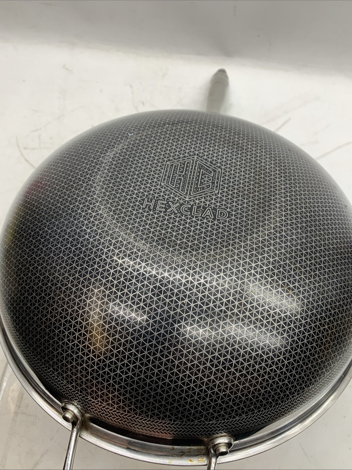 HexClad Hybrid Nonstick 12-Inch 2-Piece Cooking Wok Cookware w/Cover Lid - USED