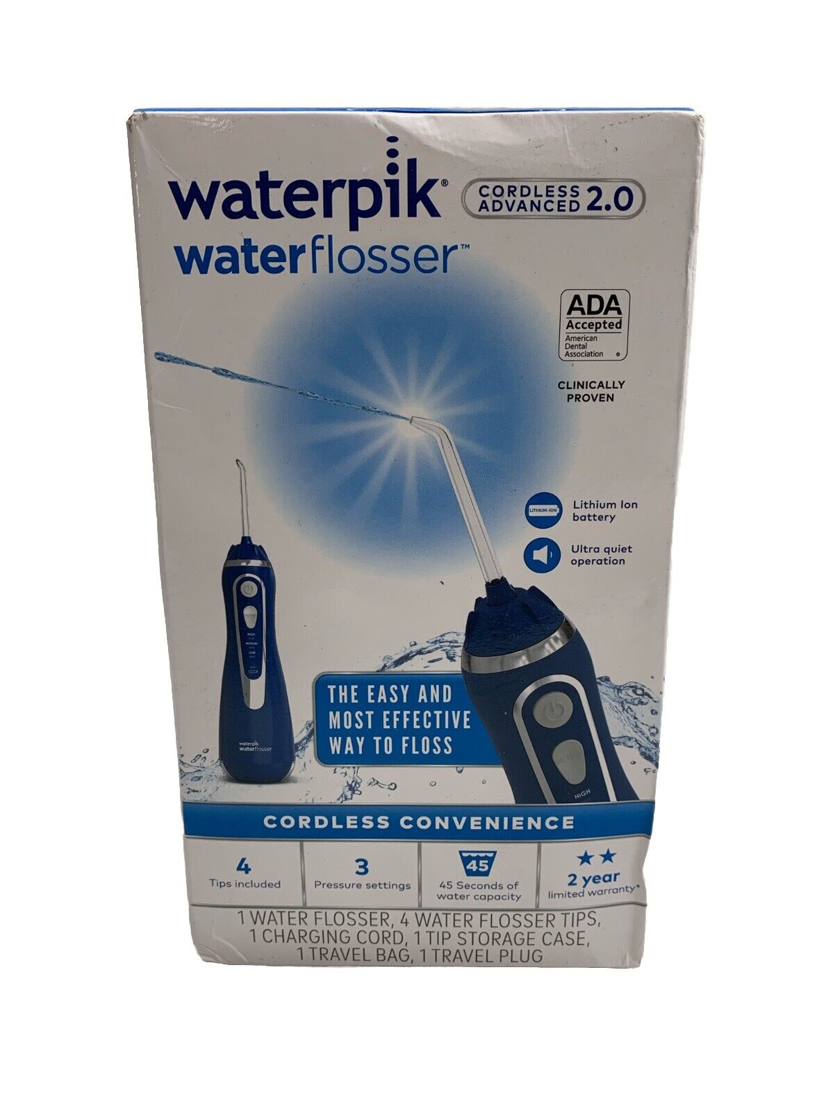 Waterpik Cordless Advanced 2.0 Water Flosser WP-583CD Ultra Quiet Lithium-ion