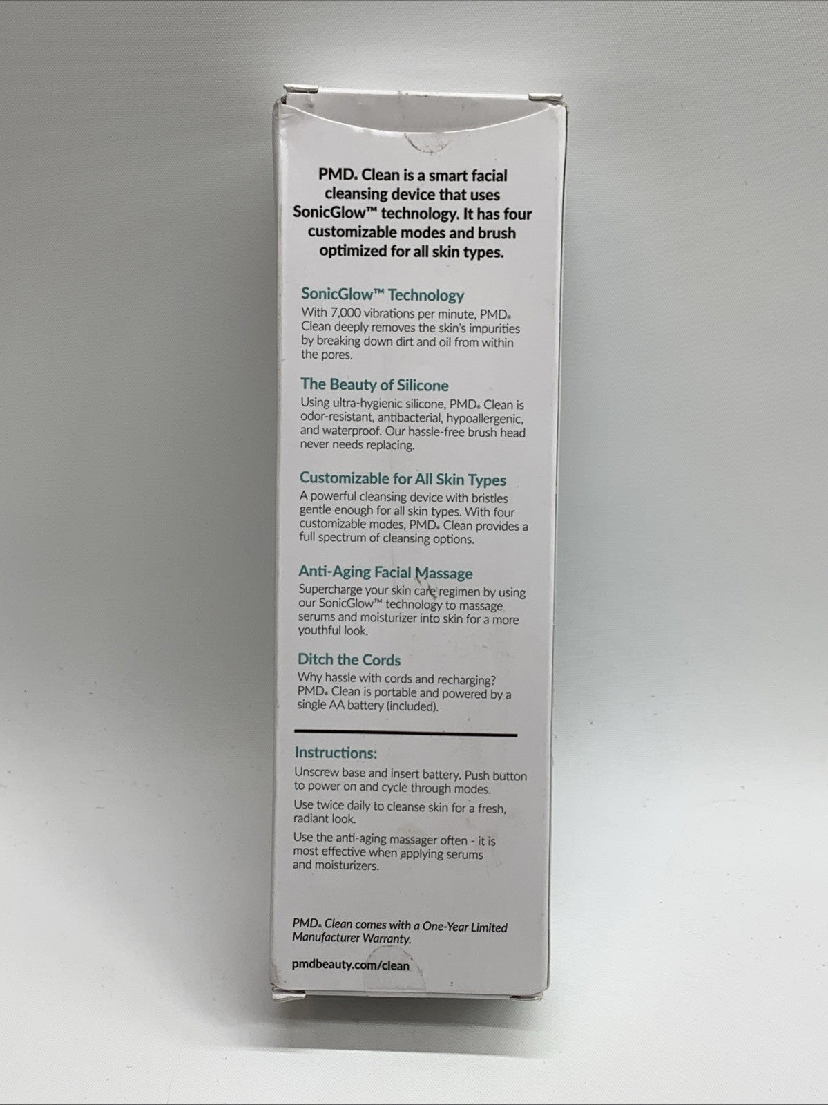 PMD Clean Smart Facial Cleansing Device Brush & Anti-Aging Massager Navy Black