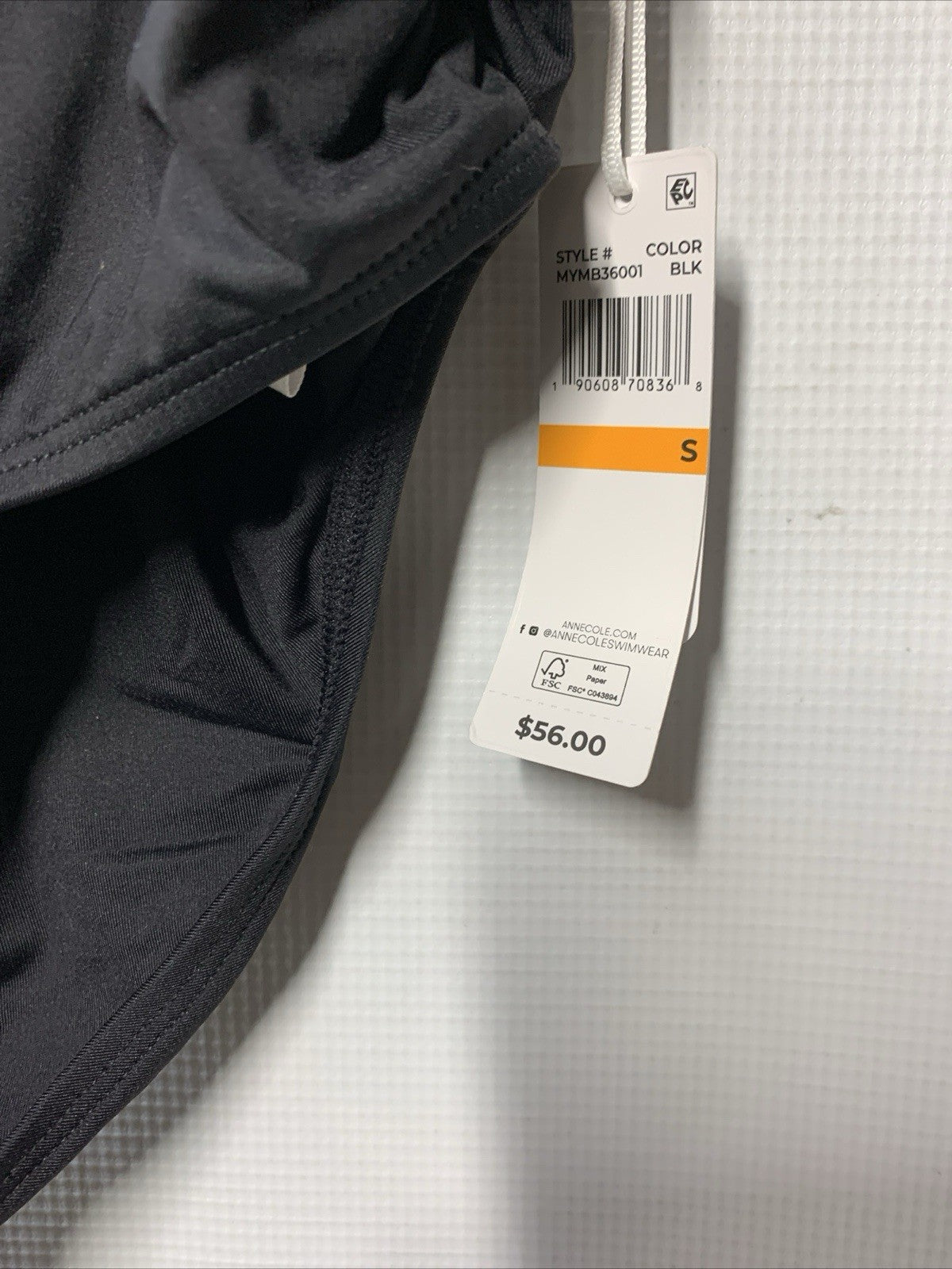 Anne Cole Convertible High Waist Shirred Swim Bottom Black L143057 Womens Size S