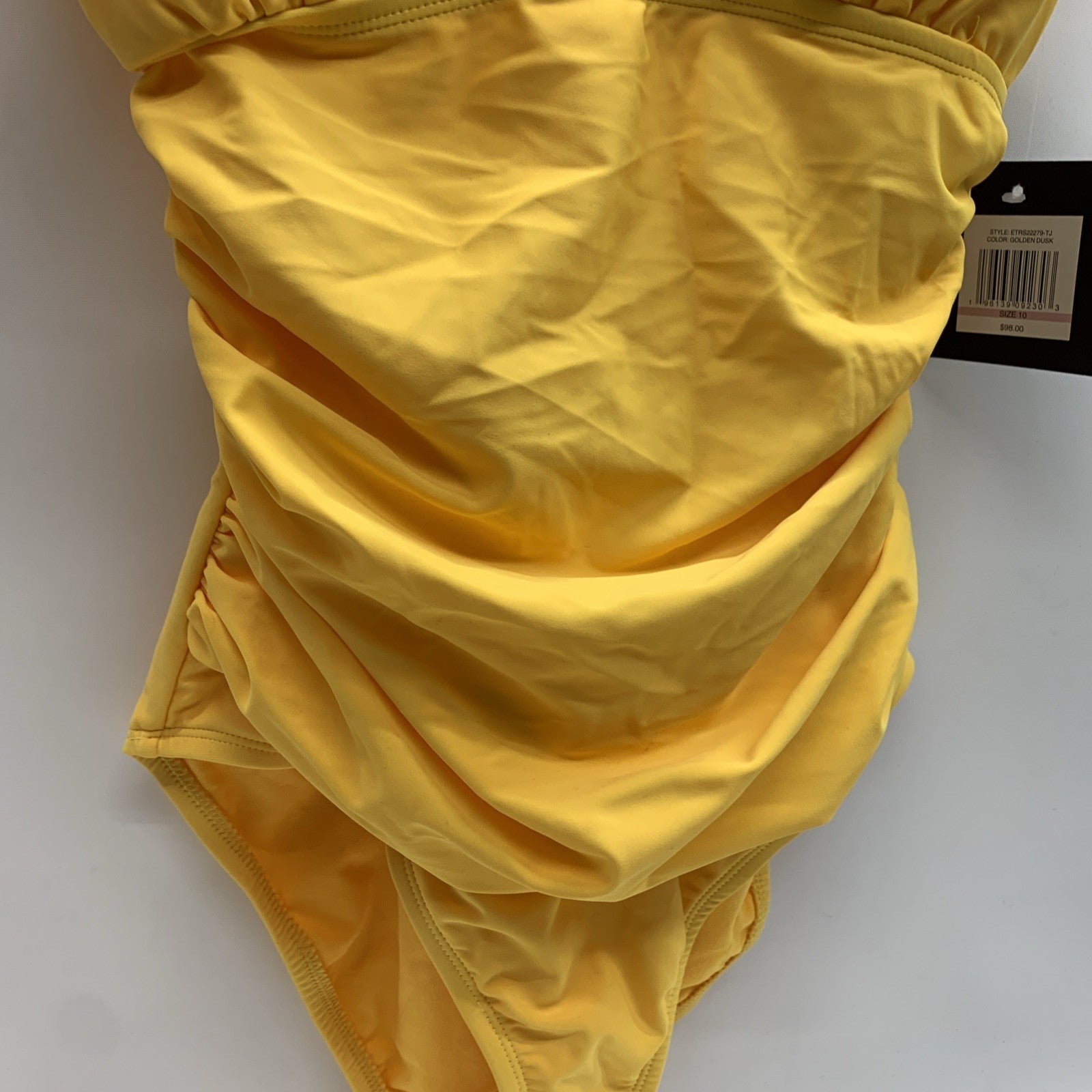 Ellen Tracy Women’s V-Neck One Piece Swimsuit Ruffle Golden Dusk Bathing-suit 10