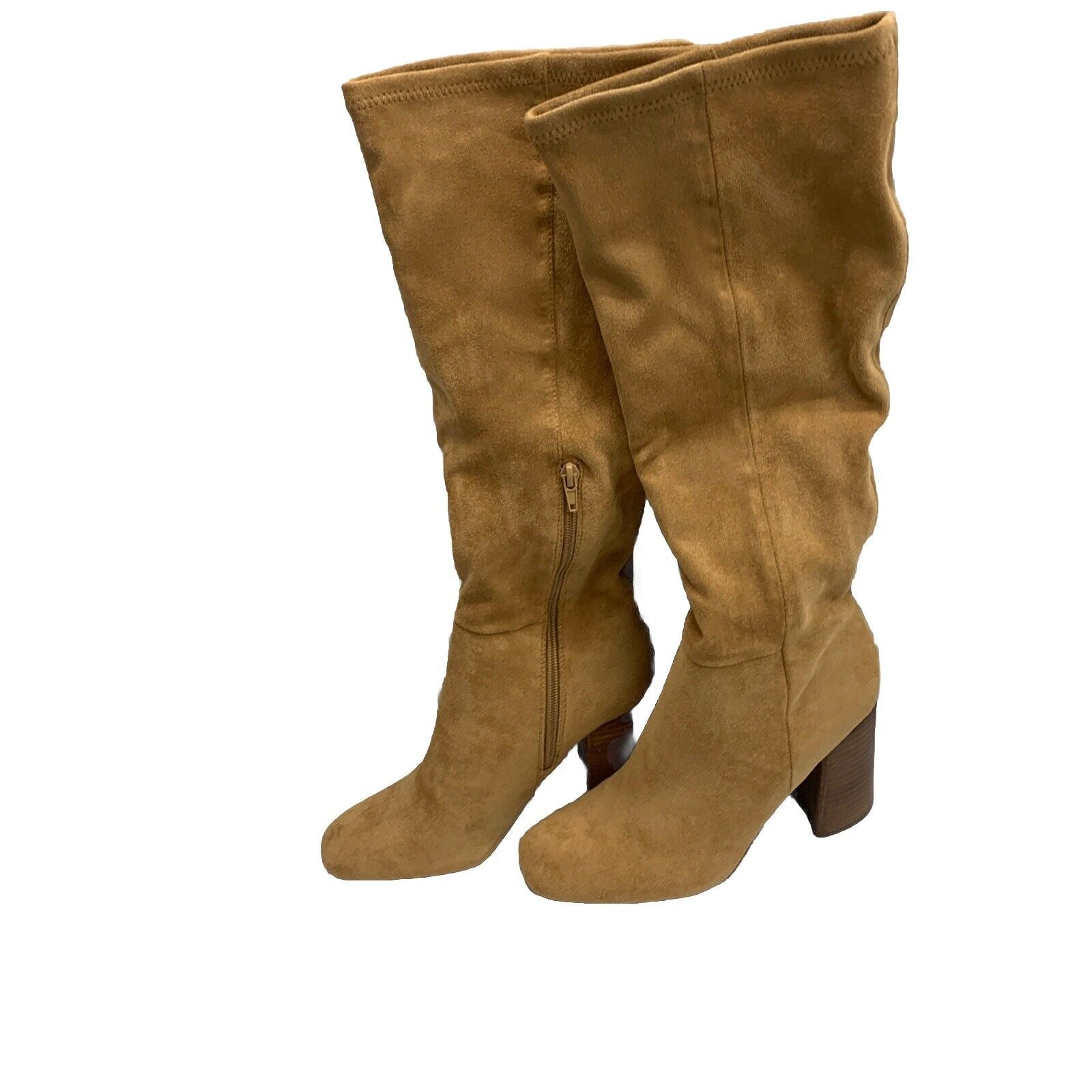 MADDEN GIRL Womens Almond Beige Padded Winslow Square Toe Block Heel Boots 7.5M