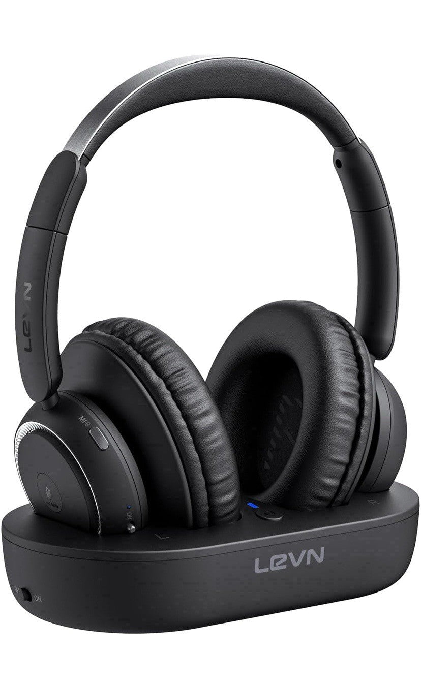 LEVN Bluetooth Wireless TV Headphones Watching Wireless Seniors Black LE-HS018