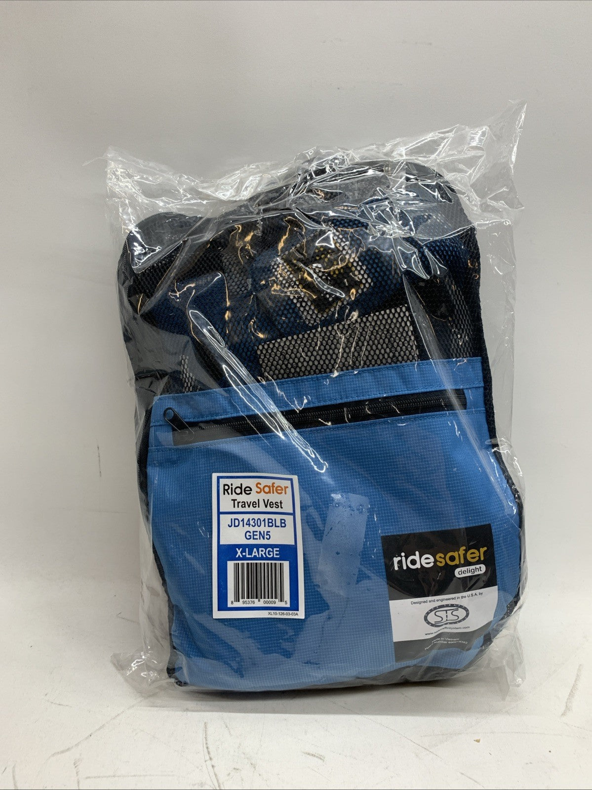 RideSafer Travel Vest JD14301BLB GEN 5 X-LARGE 80-100 lbs Blue Portable Compact