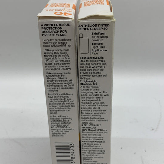 La Roche-Posay Anthelios Tinted Mineral Light Fluid Sunscreen 1.7floz - 2 Pack