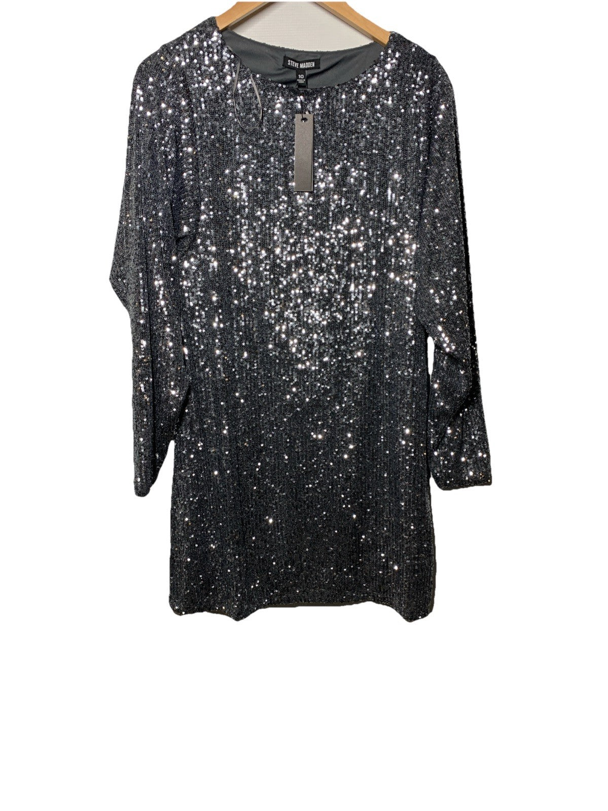 Steve madden Sparkle Dress Long Sleeve Evening Party Cocktail Glamour Size 10