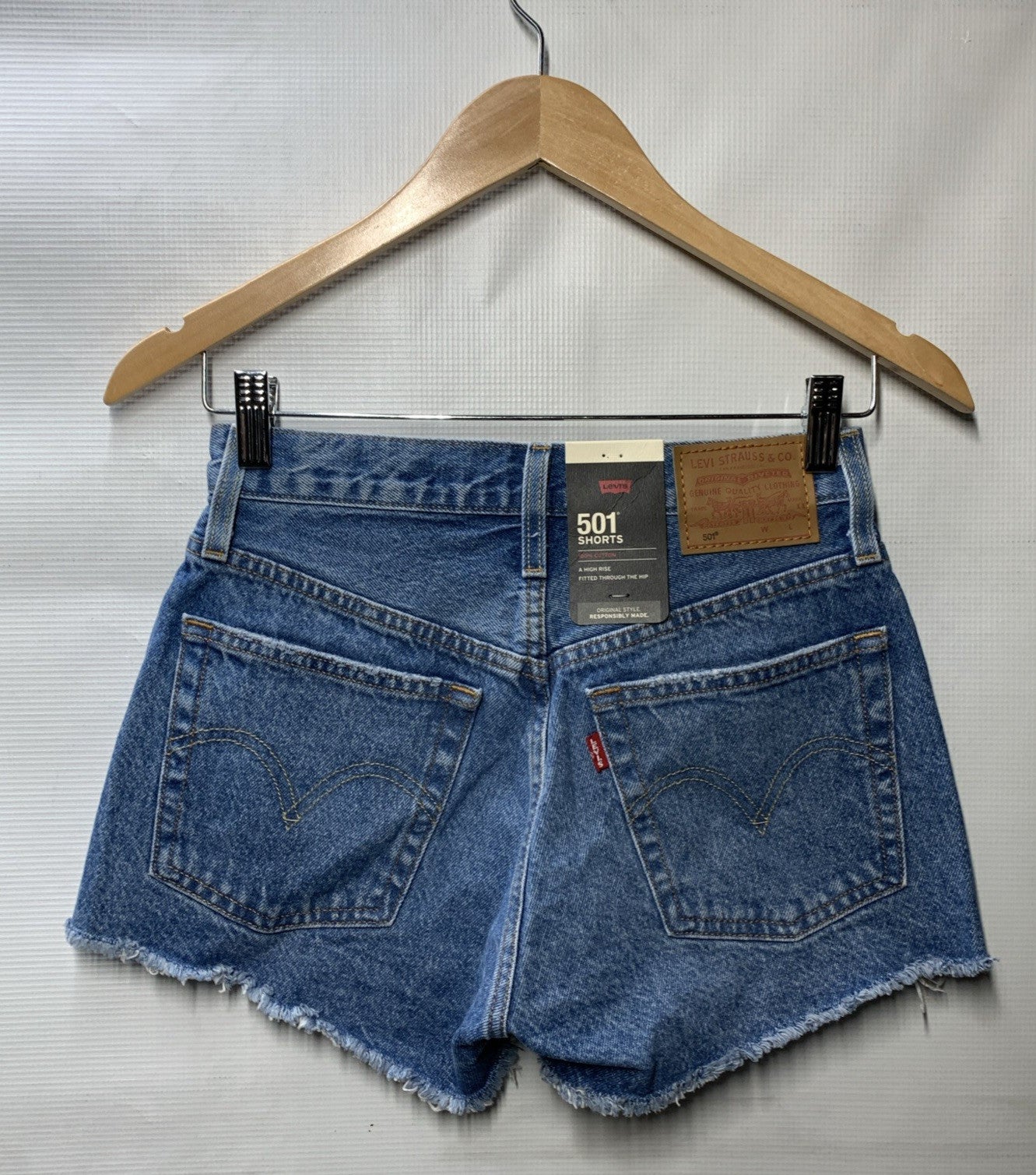 Levi's Fitted Women's 501 Original Shorts High Rise 100% Cotton Size 24 Classic