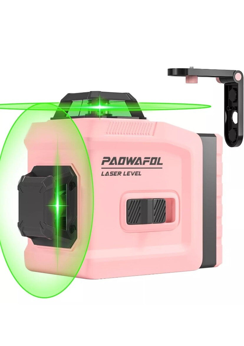 Laser Level Paowafol 3x360° Cross Line for Construction & Picture Hanging Pink