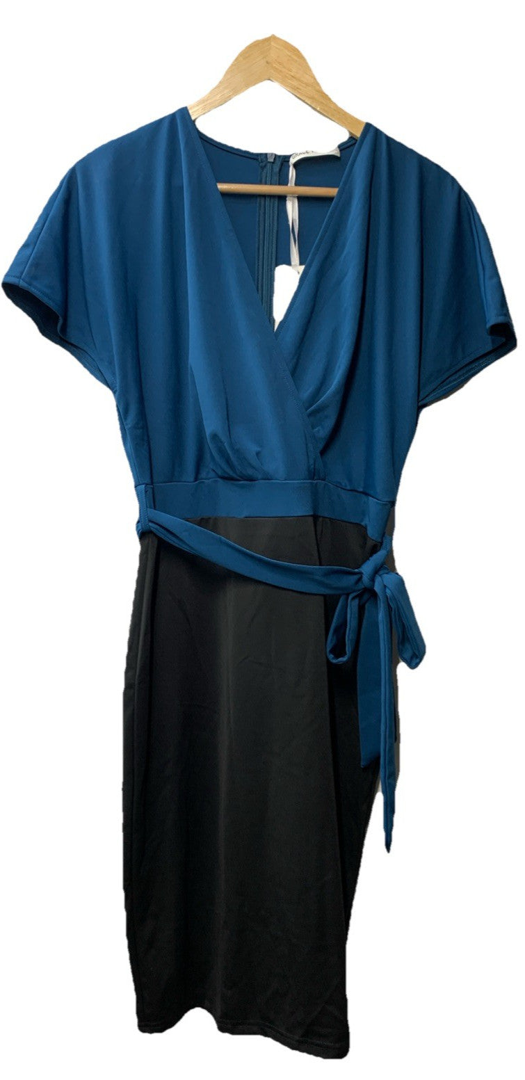 GRACE KARIN Women's Business Short Pencil Dress Size L Cocktail Party Blue/Black