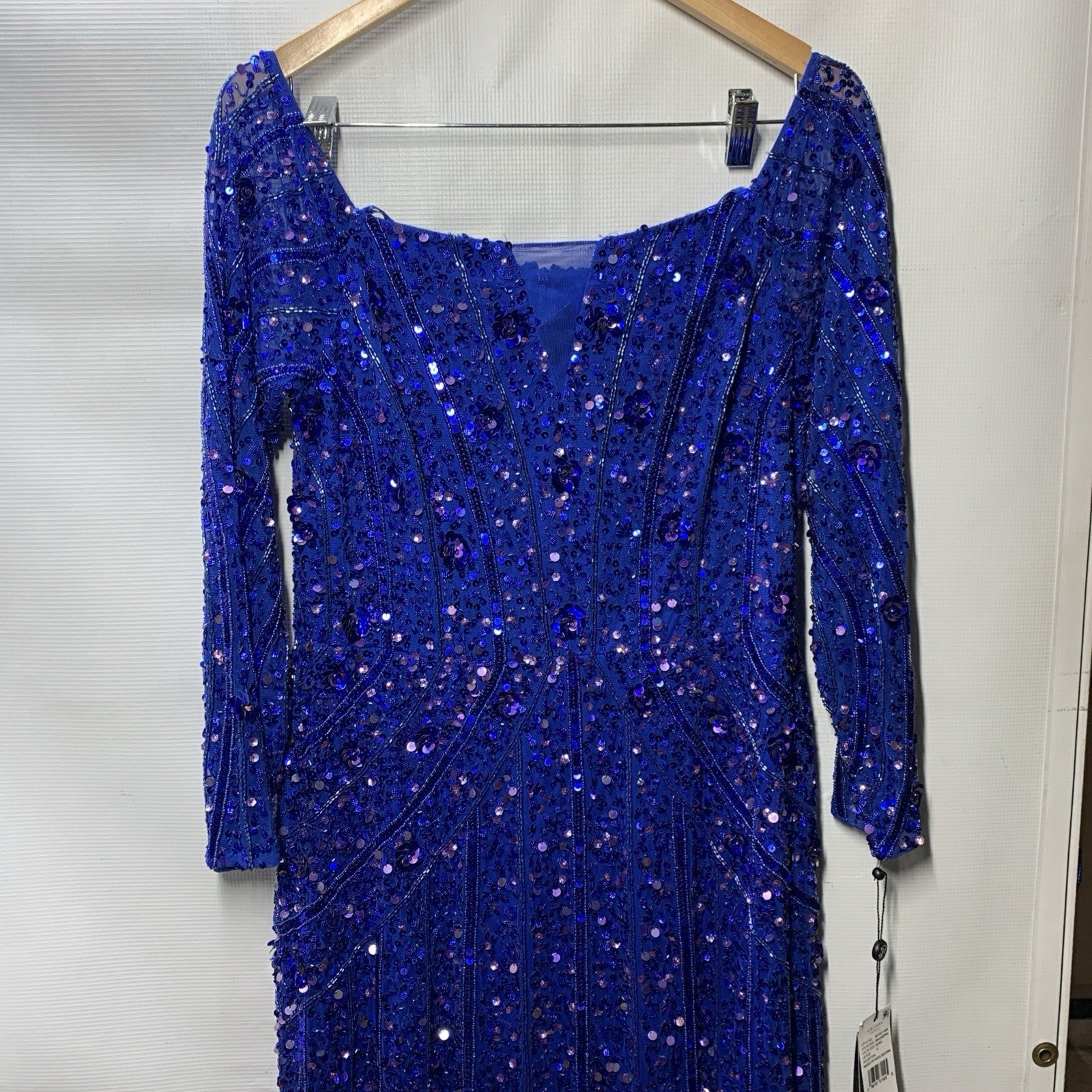Adrianna Papell Women's Beaded Off Shoulder Long Sleeve Gala Gown Dress Size 12