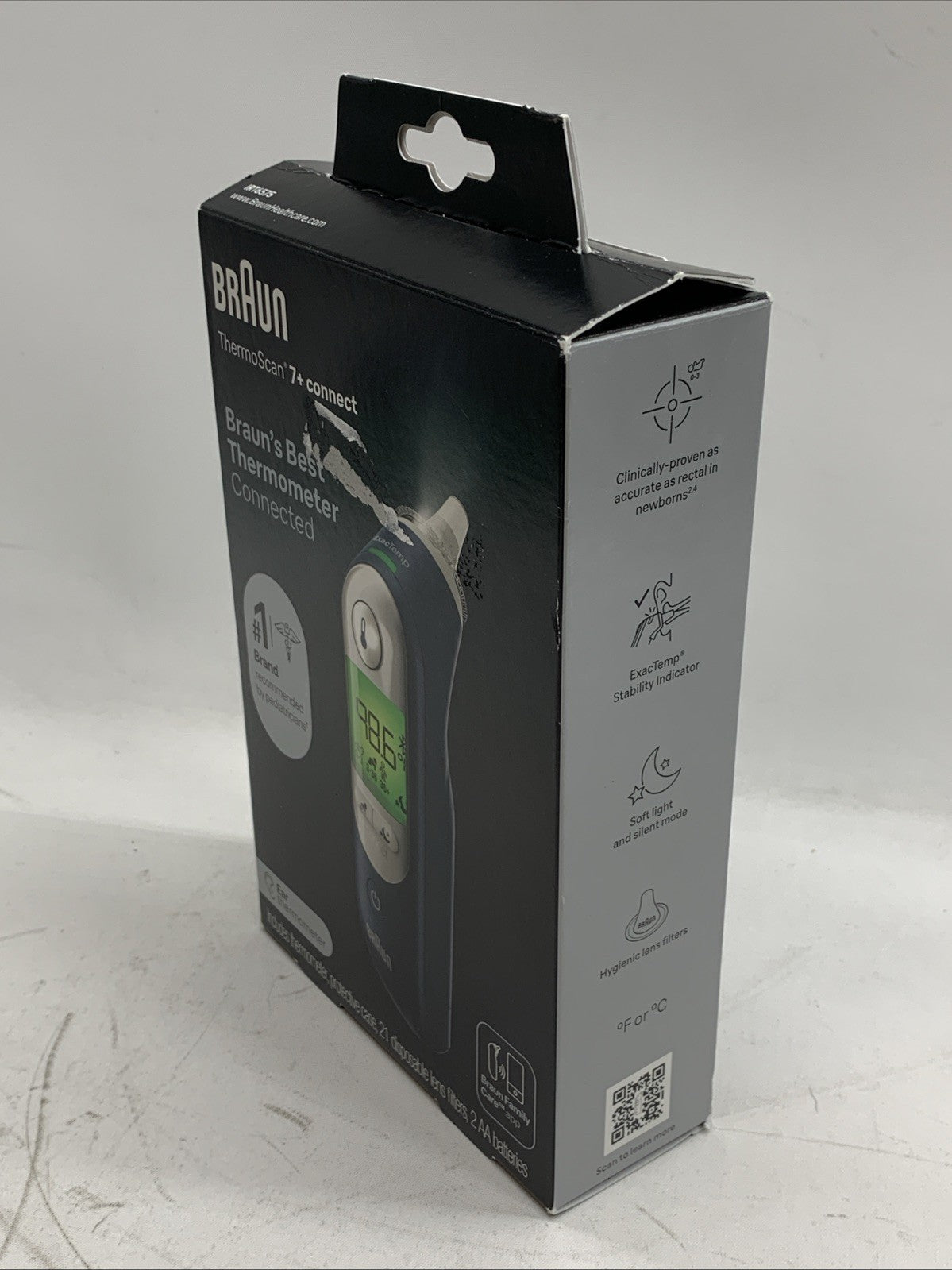 Braun Thermoscan 7+ Connect Digital Ear Thermometer with 2 AA Batteries & Case