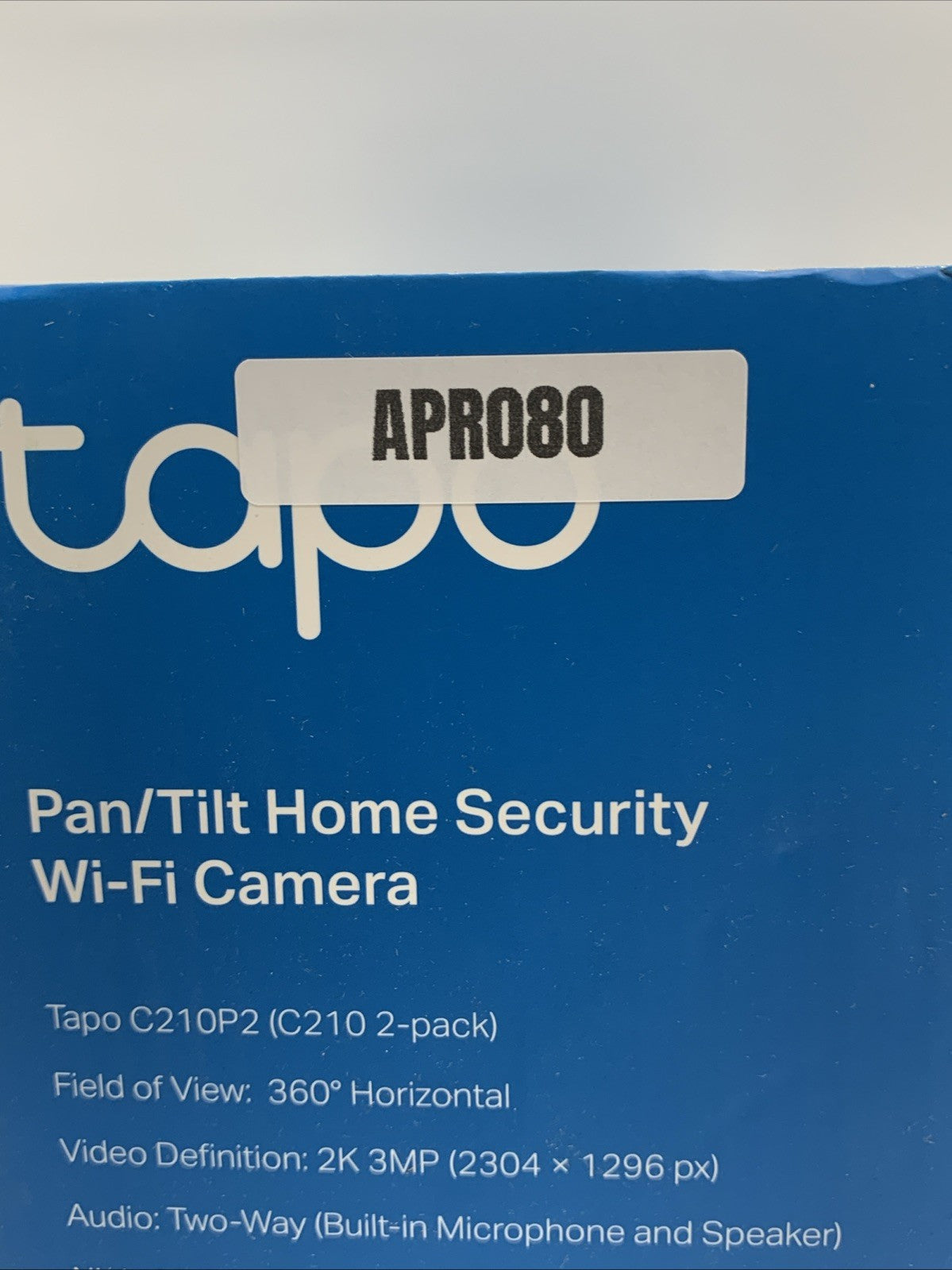 Tapo C210P2 Indoor 2K Pan/Tilt Security Camera 2-Way Audio Night Vision - 2 Pack