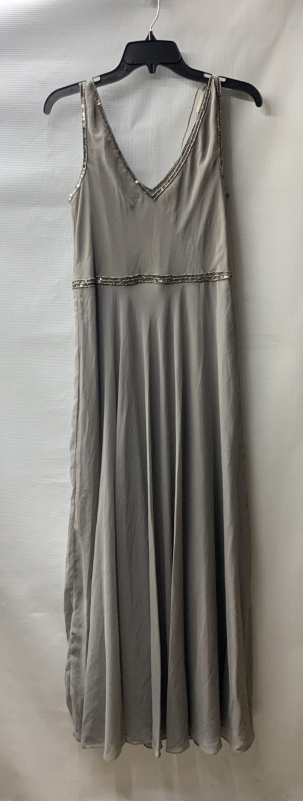 J Kara Women's 2 Piece Set Metallic Beaded Long Jacket Dress, Mercury, Size 16W