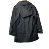 London Fog women’s black trench coat jacket with long sleeves, hood, and pockets, featuring a classic, stylish design.