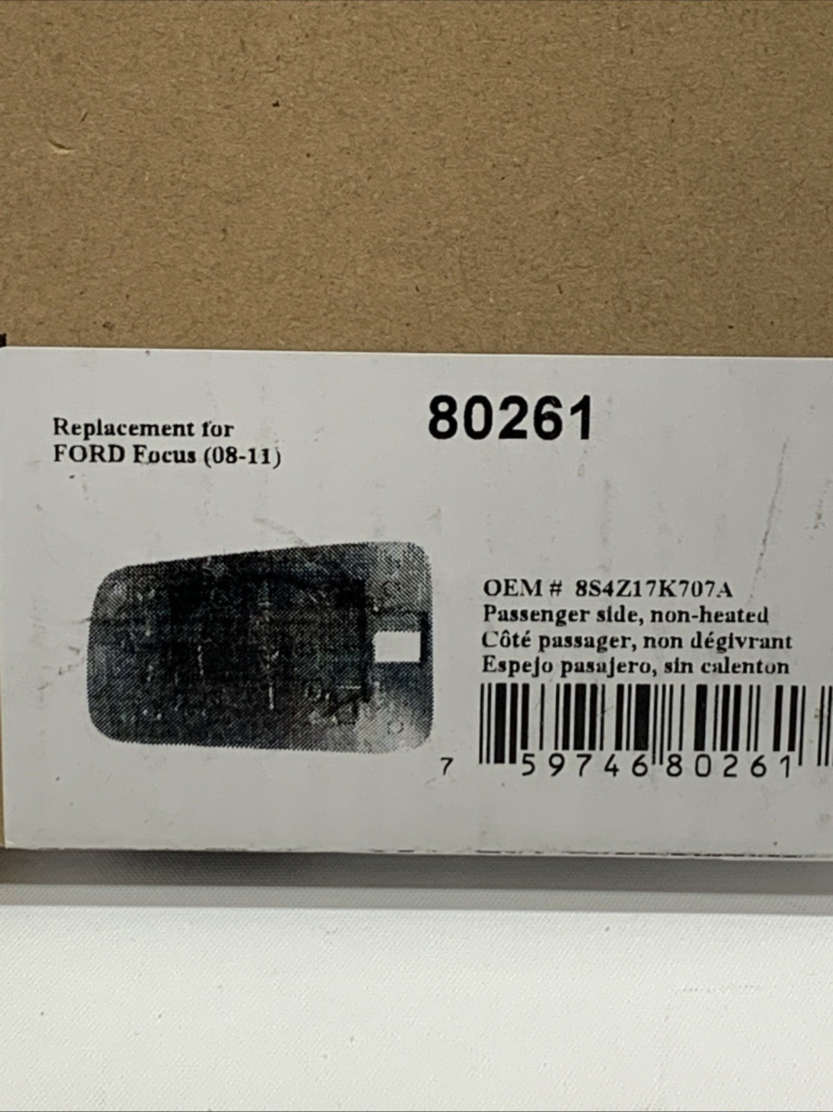 Passenger Side Mirror Glass Backing Plate Non-heated For 2008-2011 Ford Focus