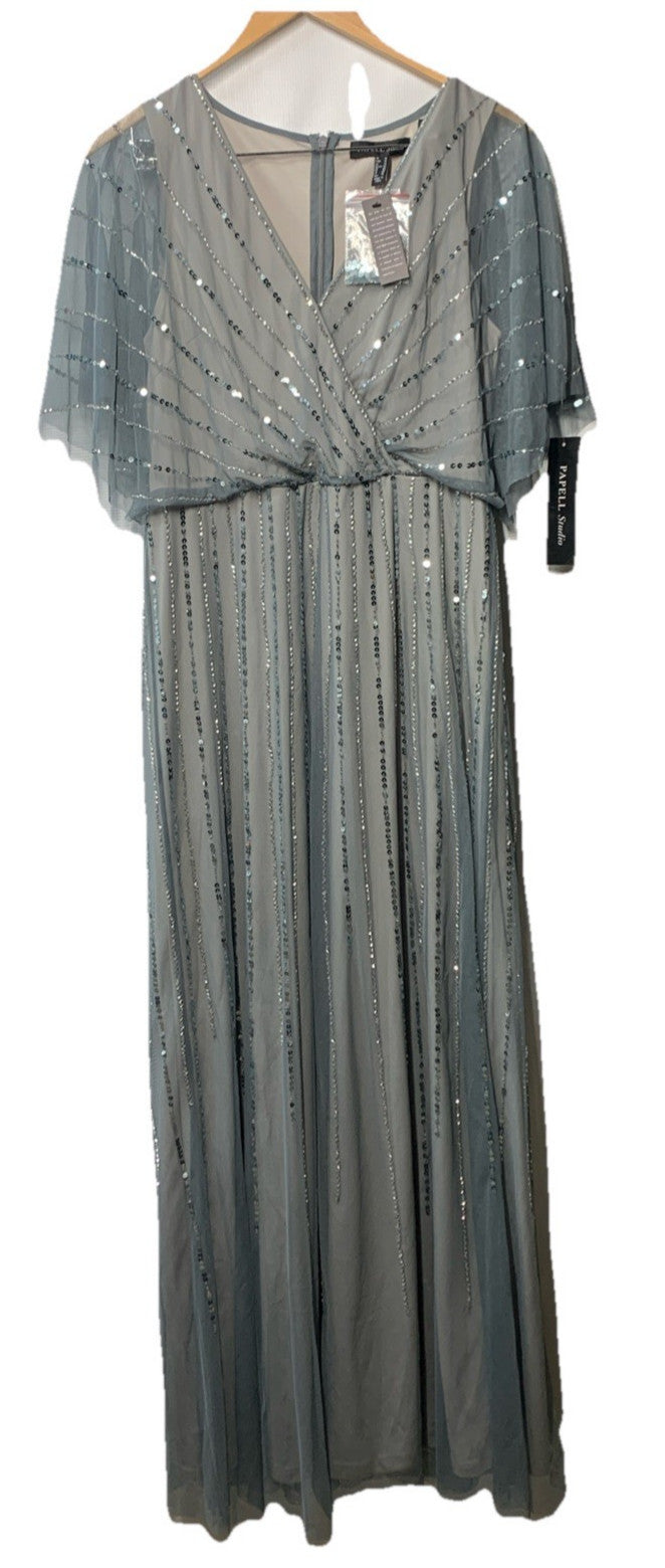 Adrianna Papel Studio Women's Lined Bodice Flutter Sleeve Formal Dress Size 10