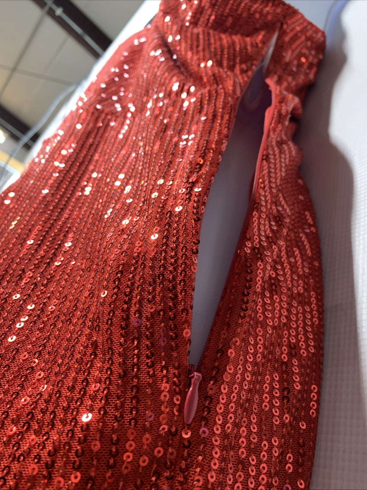 Grace Karin Womens Sequin One Shoulder Dress Party Cocktail Wedding Size M Red