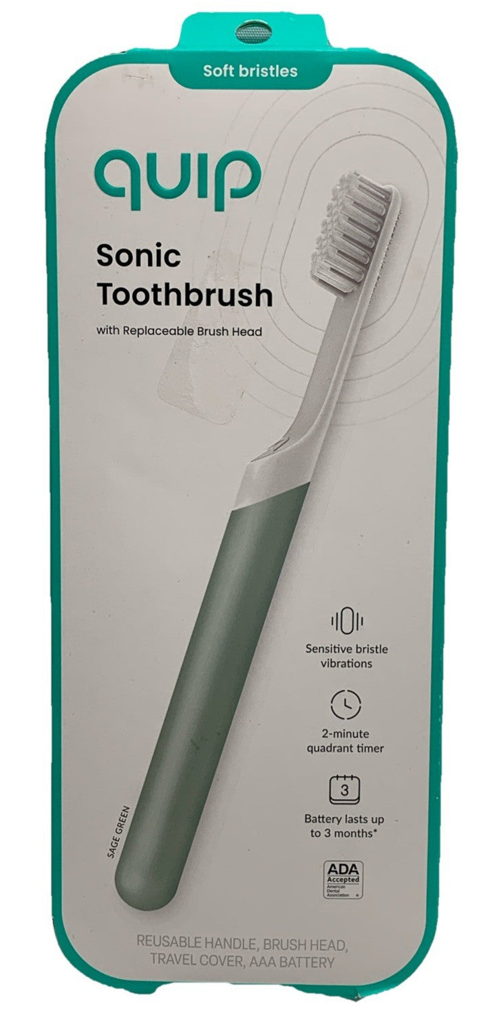 Quip Sonic Toothbrush Soft Bristles 2-minute timer with Replaceable Brush Head