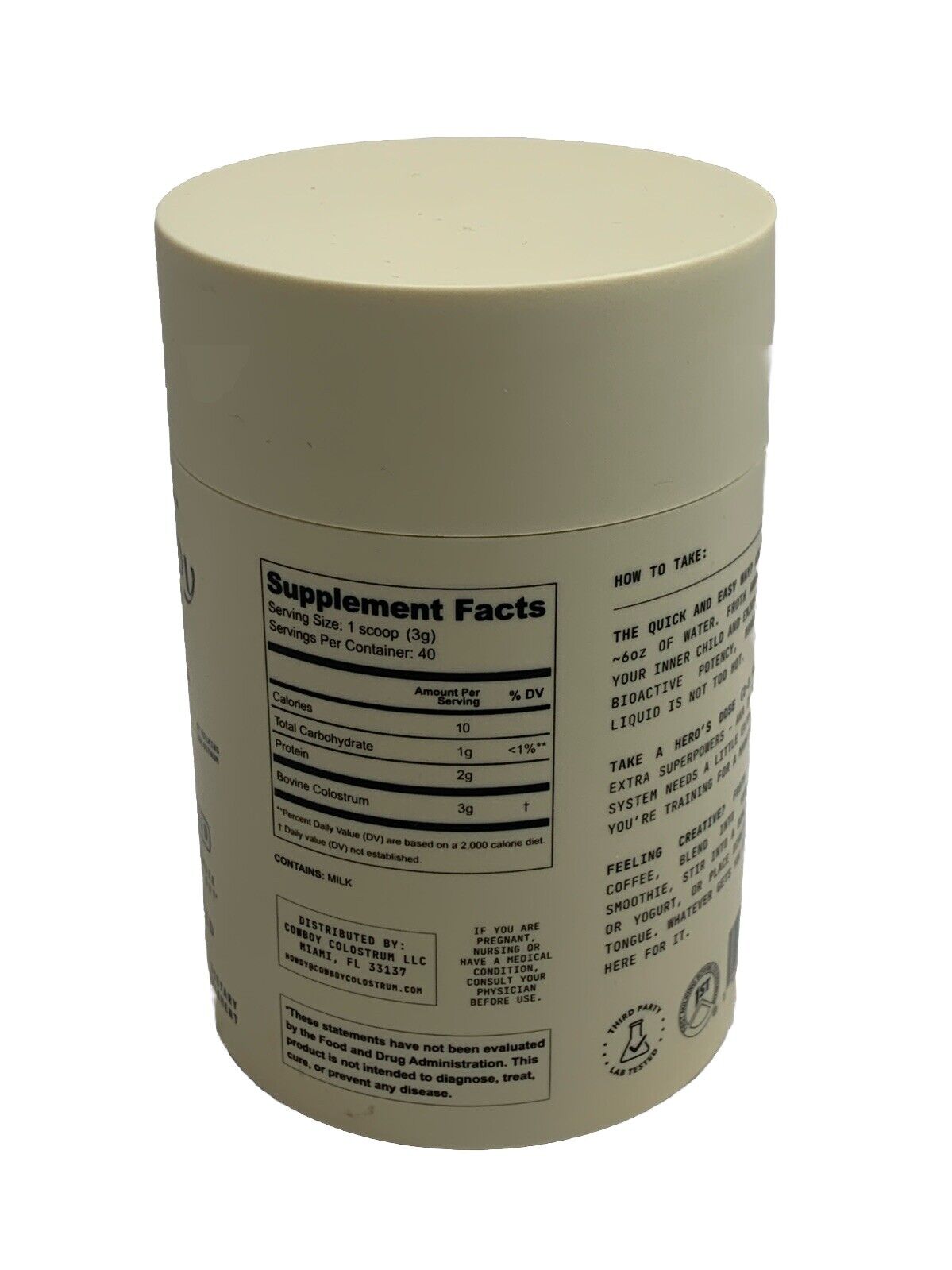 Cowboy Colostrum SuperFood Powder Grassfed Bovine Dietary Supplement 4.2 Oz