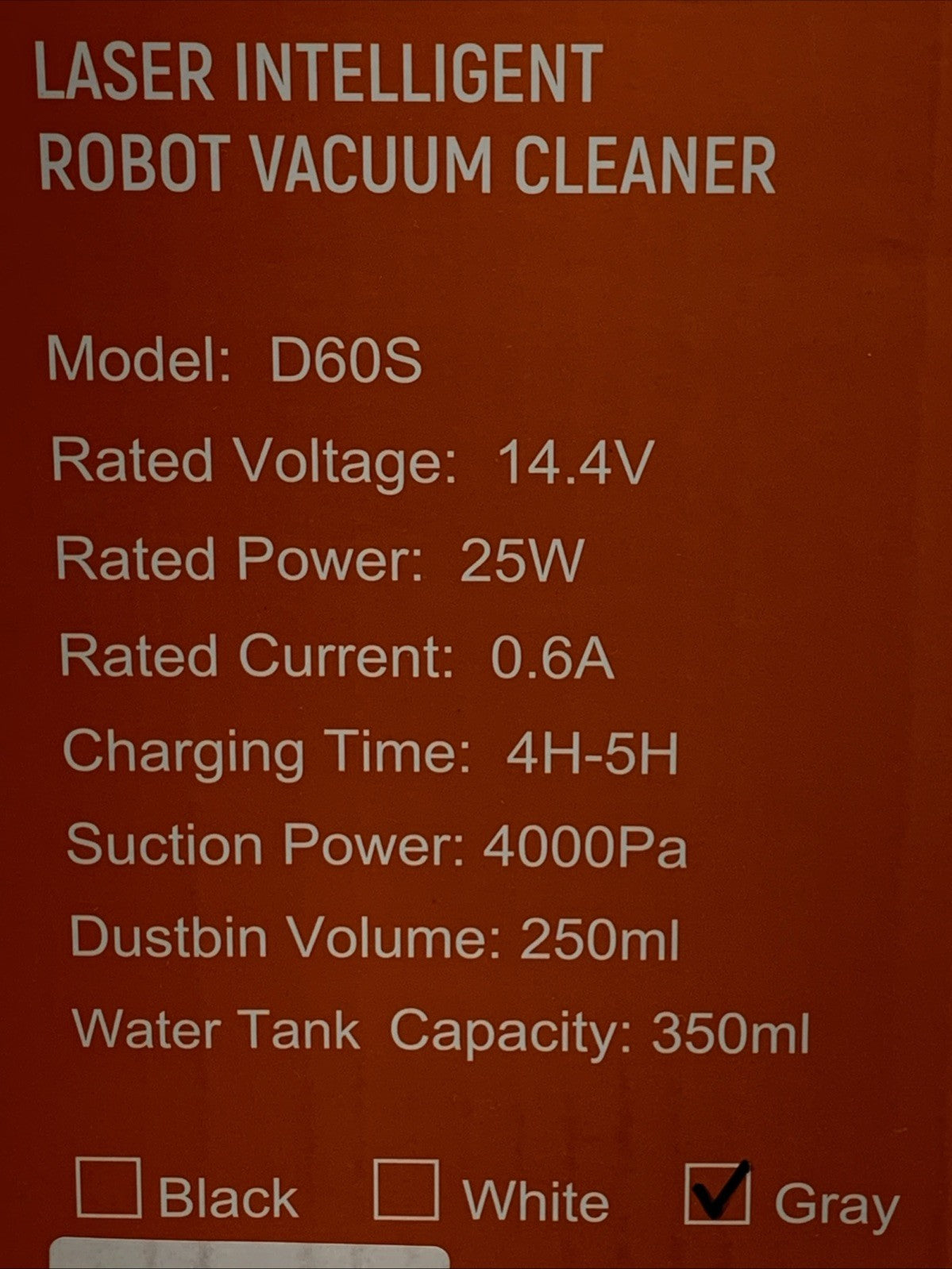 Sheliki D60S Robot Vacuum Cleaner and Mopping Laser Intelligent Scanning Black