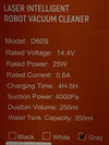 Sheliki D60S Robot Vacuum Cleaner and Mopping Laser Intelligent Scanning Black